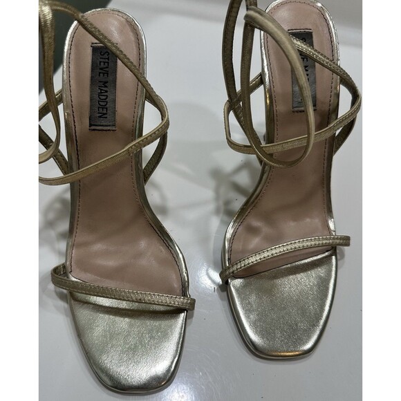 Steve Madden Nectur Strappy Heeled Sandal (Womens) - Gold - Size 8.5 M NYE Party - Picture 2 of 6